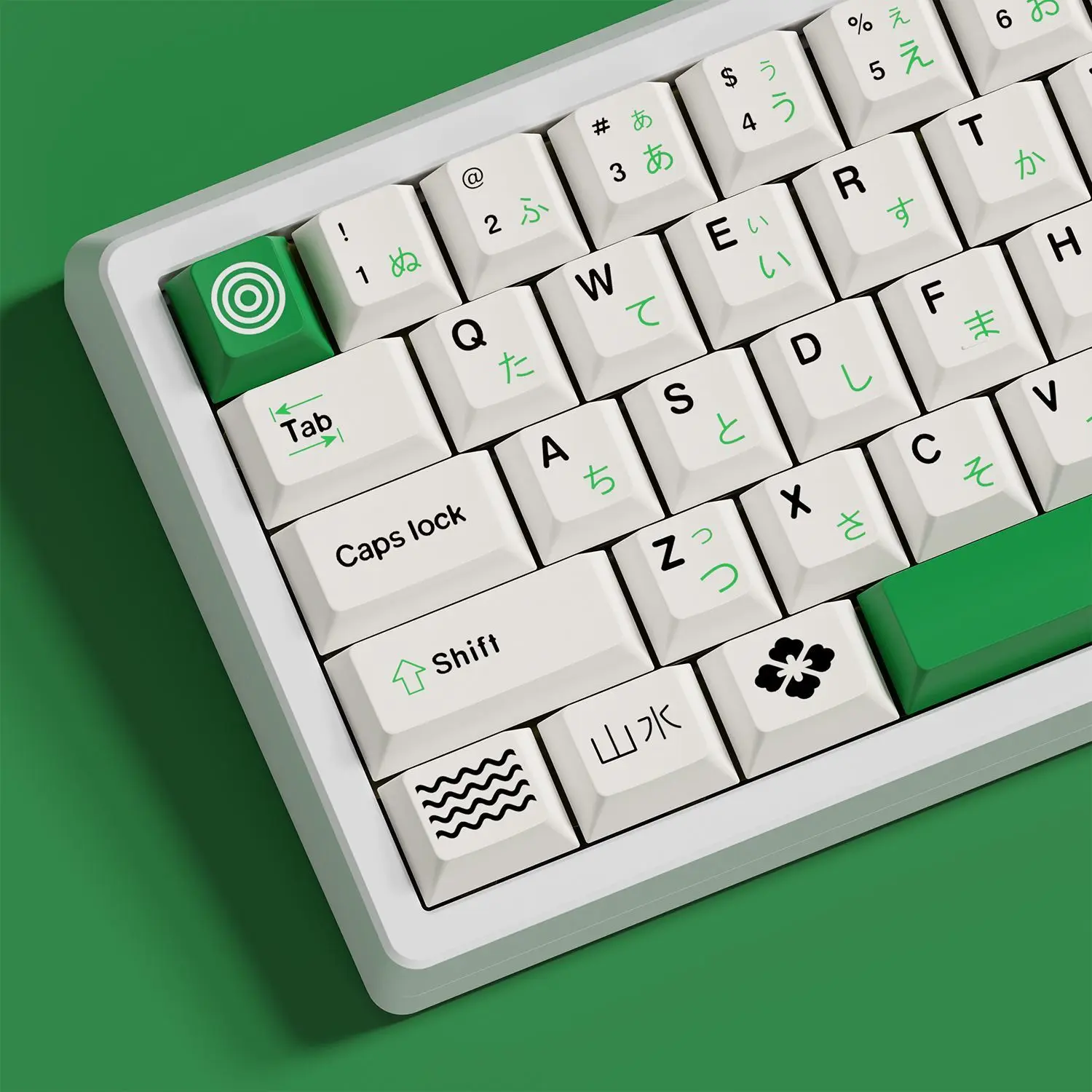 Mountain Water Keycaps PBT Keycap Cherry Profile Dye Sublimation White Green Key Cap For Cherry MX Switch Mechanical Keyboard