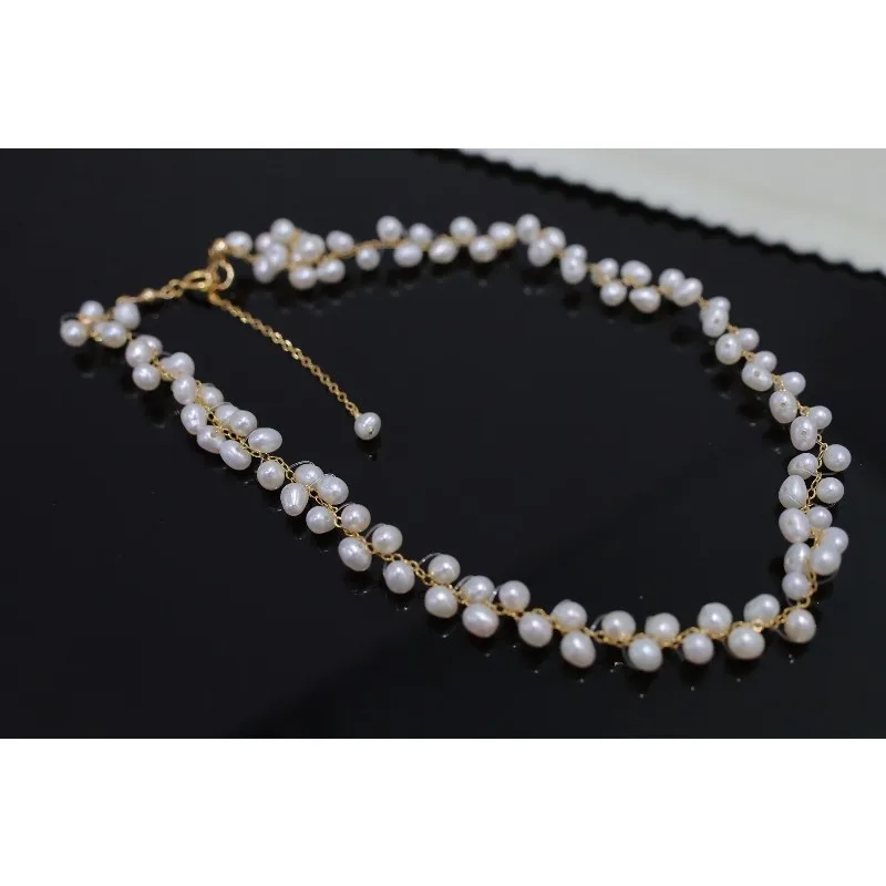 

SGARIT New Korean Pearl Necklaces 14K Gold Filled Natural Freshwater Pearl Collar Choker Necklace Jewelry for Women