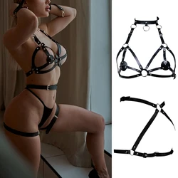 Women Sexy Body Harness belt Bdsm Bondage Lingerie Garter Belt Leather Lingerie Gothic Fetish Clothing Festival Rave Outfit