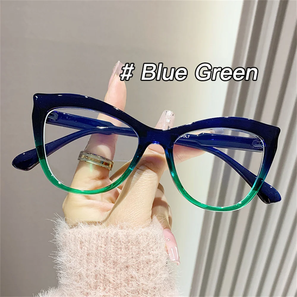 Photochromic Optical Eyeglasses Frames for Women Eyewear Fashion Computer Anti Blue Light Oval Ladies Plain Glass Spectacles New