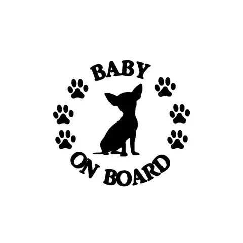 BABY ON BOARD Chihuahua Dog Vinyl Motorcycle Car Sticker Decal Black Sliver 14cm*12.8cm