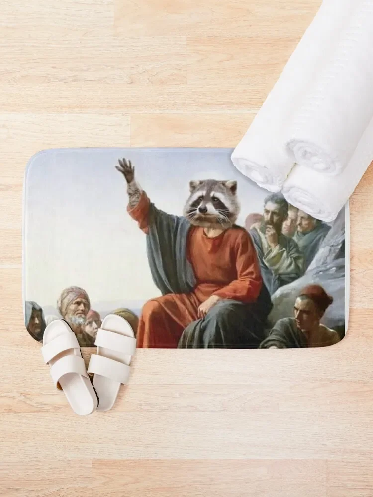 Raccoon Jesus Bath Mat Mats Bedroom Rug Foot Mat