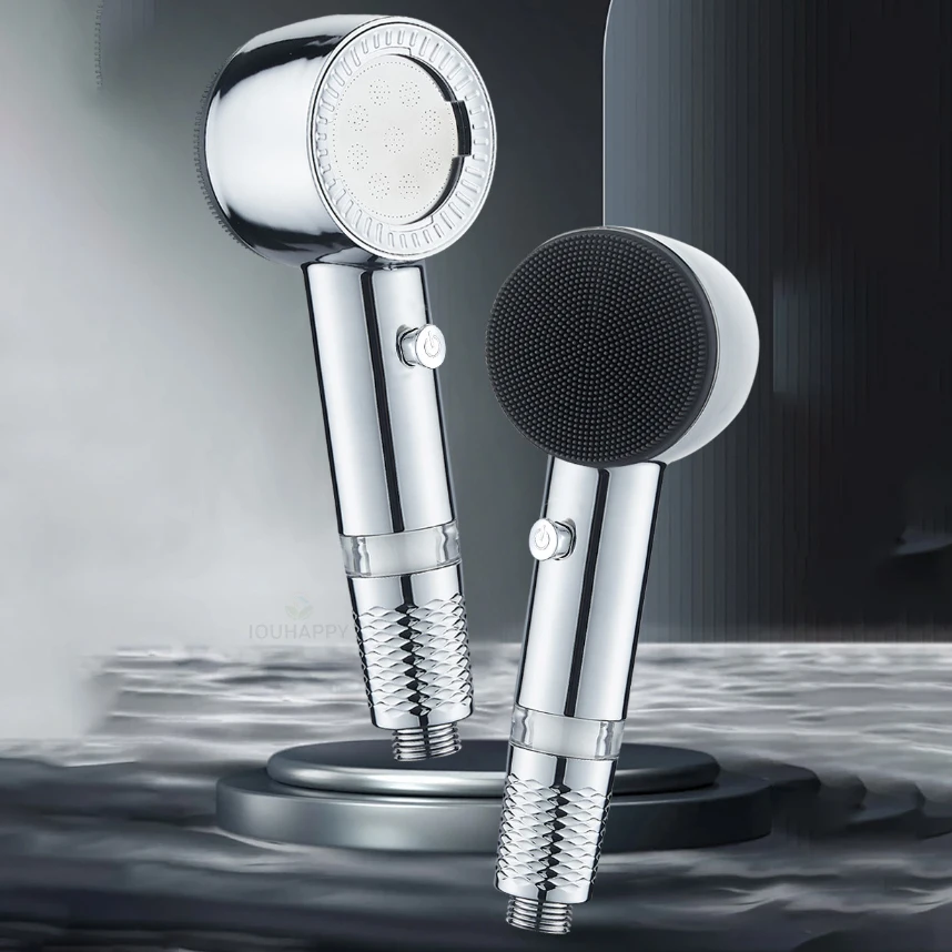 

High Pressure Shower Head with Silicone Massage Handheld Shower Head with Filter One-click Stop Spray Bathroom Accessories