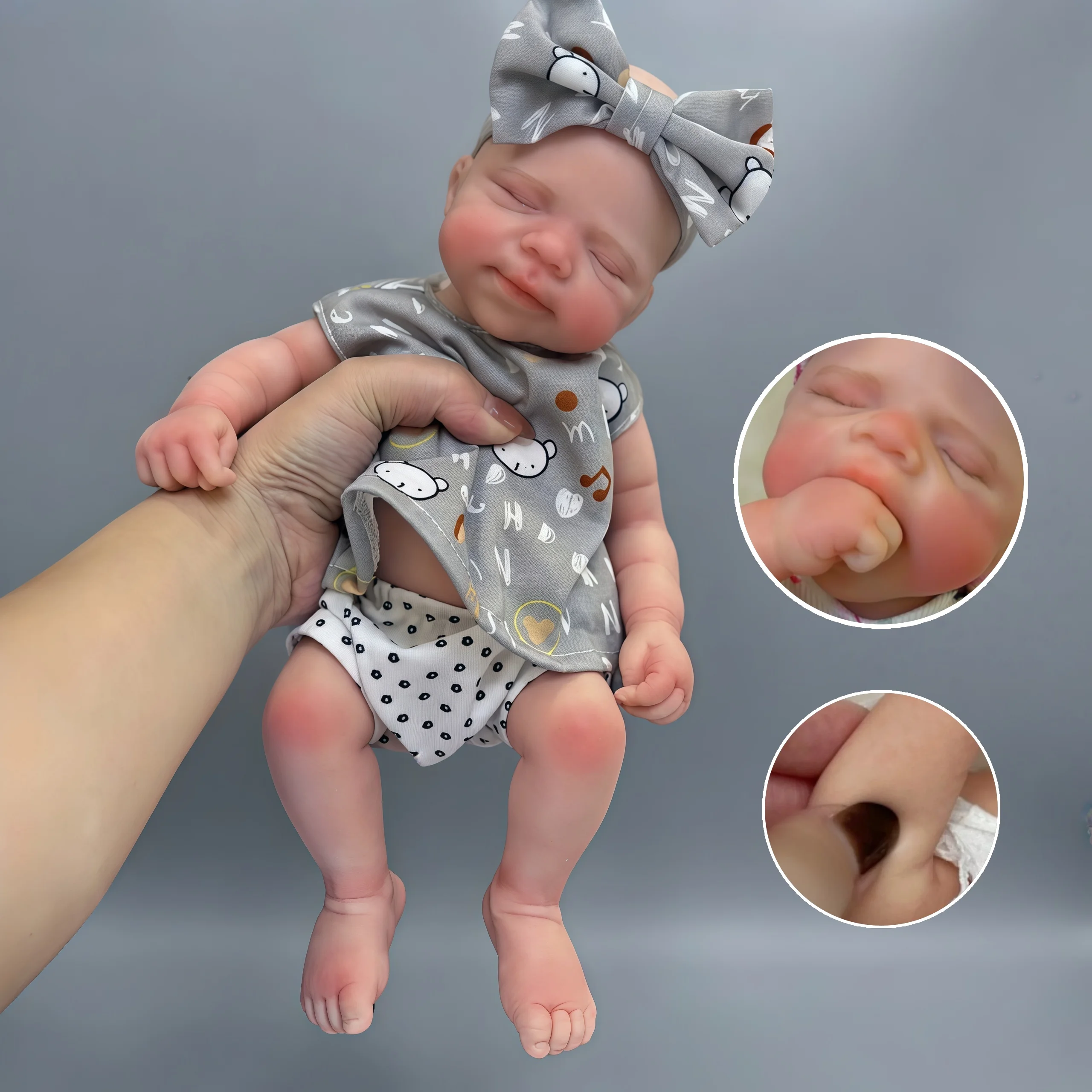 OtardDolls--Pascale 13Inch Whole Body Solid bebe reborn de silicona Girl Dolls With Open Mouth Handmade Painted Skin Reborn Doll