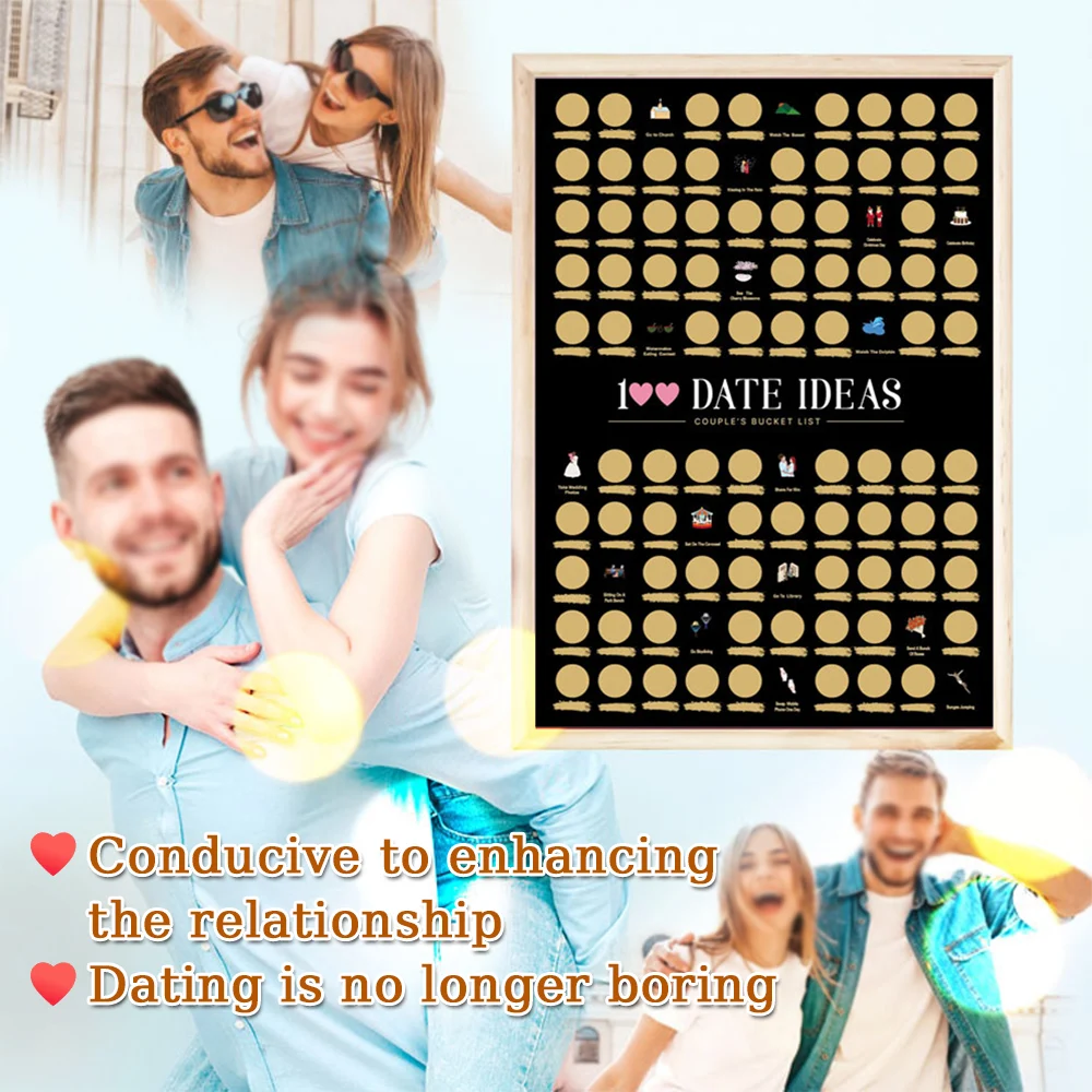 100 Scrape Posters For Couples 100 Dating Idea Couple Activities Top Movies in Life Color Print Wall Decoration Engagement Gifts