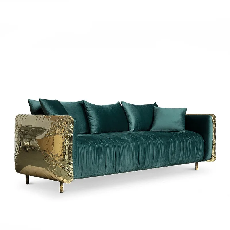 Italian light luxury sofa, Italian full leather high-grade stainless steel Italian light luxury sofa furniture full set