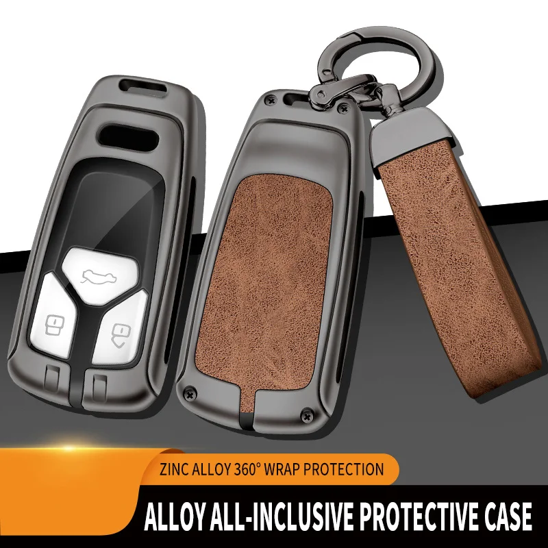 Zinc Alloy Car Key Case Shell Cover For Audi A1 A3 A4 A5 A6 A7 A8 B9 Quattro Q3 Q5 Q7 TT TTS 8S 2009-2019 Car Key Accessories