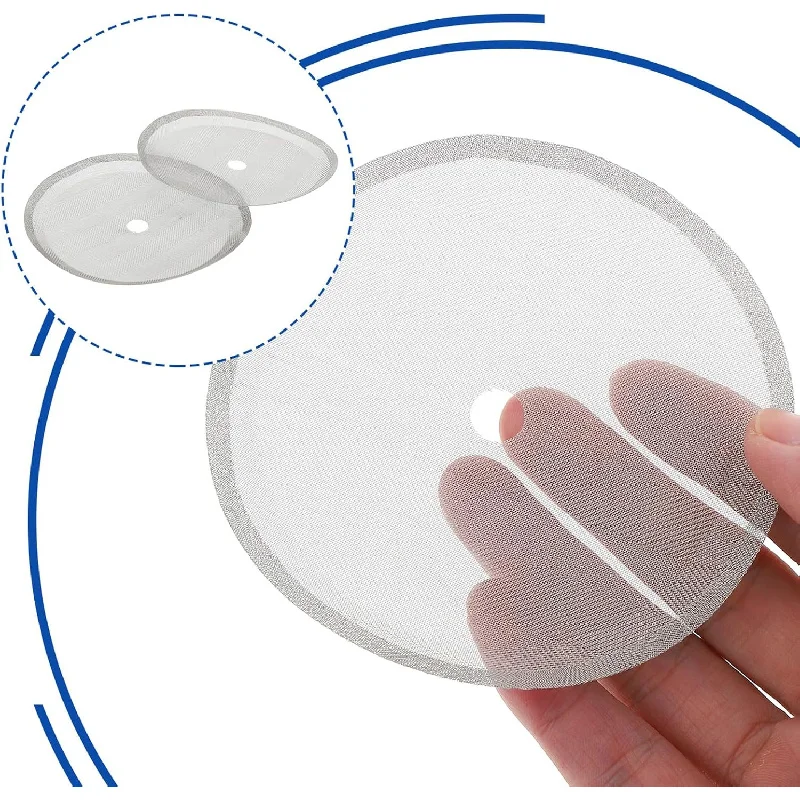 

Two reusable stainless steel coffee filter screens for replacing fine pore filters in manual and drip coffee machines