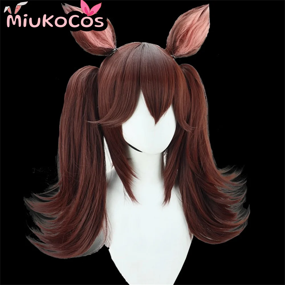 متوفر في المخزون هيشيشي أكيبونو شعر مستعار تأثيري مع آذان وذيل MiukoCosplay لعبة Umamusume: جميلة ديربي تأثيري #6