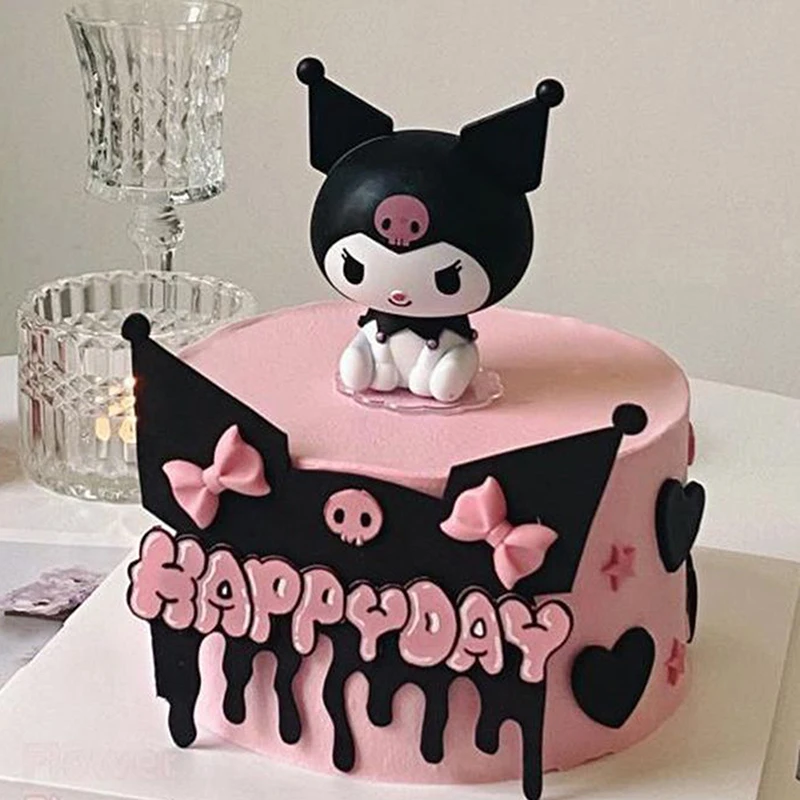 Sanrio Birthday Party Decoration Anime Kuromi Cinnamoroll Cake Flags Plug In Child Reunion Birthday Cake Pull Flag Decoration