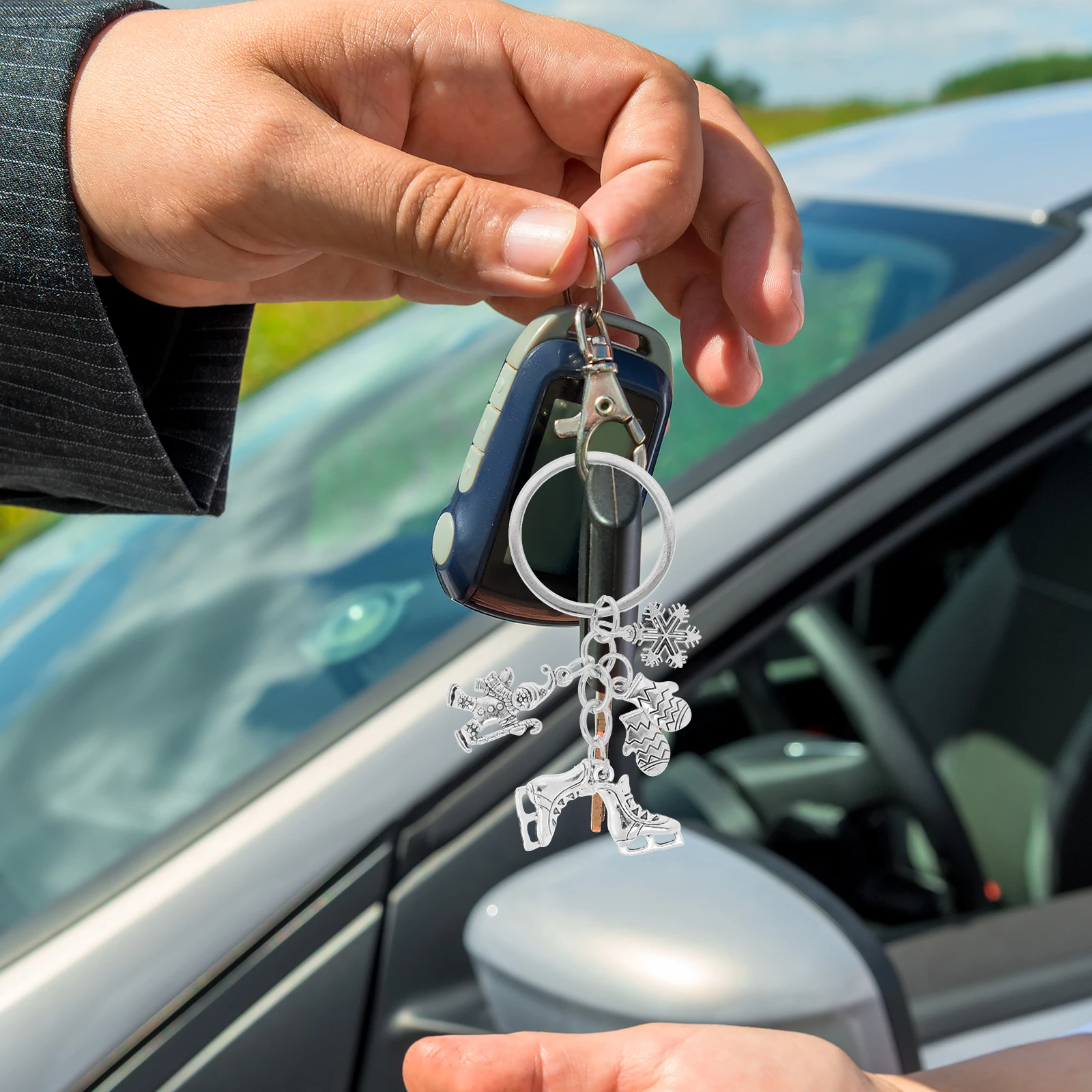 التزلج المفاتيح سبائك الزنك ندفة الثلج الشتاء الرياضة التبعي حقيبة المحفظة التزلج على الجليد هدايا الحفلات #5