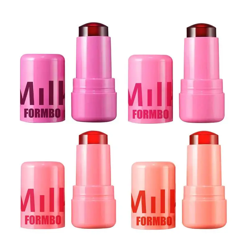 3-in-1 Milk Jelly Blush Stick Facial Cheek Stick Moisturizing Flash Lip Gloss Makeup Eye Face Rouge Lasting Brightens Original