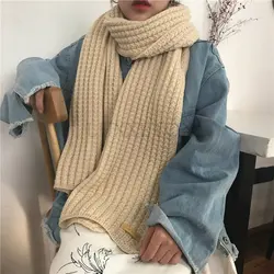 New Winter Knitted Scarf Fashion Women Long Scarves Female Vintage Large Shawl Soft Warm Pashmina  Thickened Wool Scarf