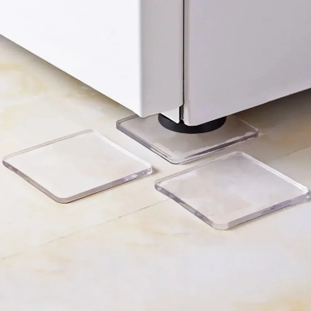 4pcs Heat Resistant Transparent Silicone Non-slip Mat 4x4cm Washing Machine Cupboard Anti Vibration Shock Absorbing Pad Mat