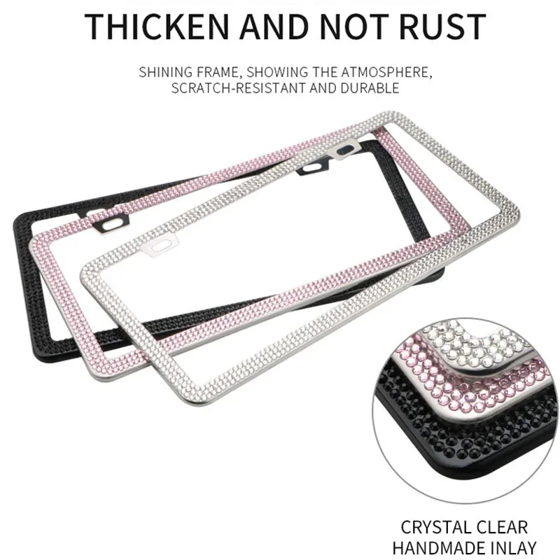 31*16cm Rhinestone Car License Plate Frame Cover Frame Auto Parts Glittering Crystal License Plate Holder for Ladies