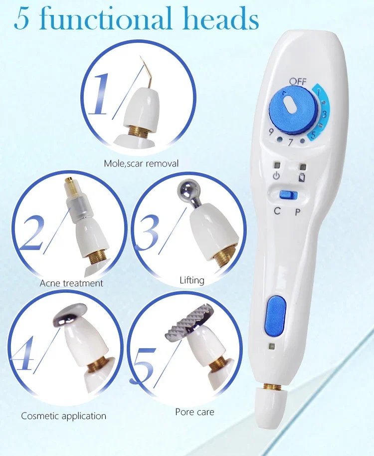 

5 in 1 handheld plasma ozone pen face acne treatment equipment spots remove eye lift plasma pen spot mole