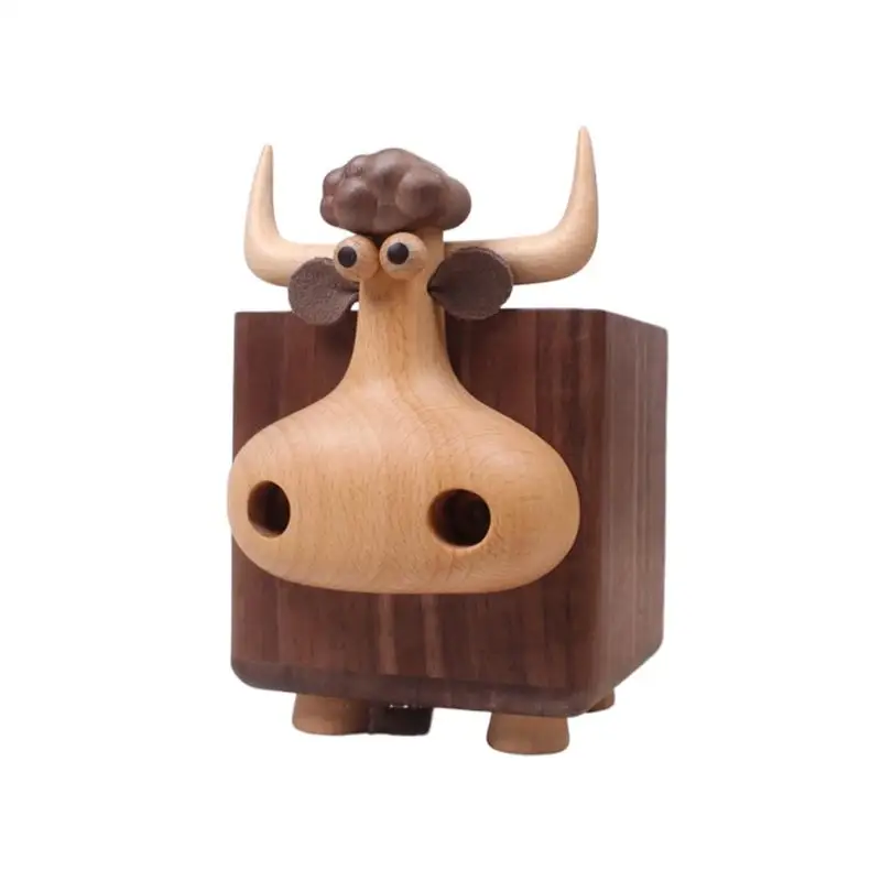 Pen Holder Wood Cartoon Animal Desktop Stand Pen Holder Stationary Storage Desk Pen Organizer Desk Accessories For Living Room