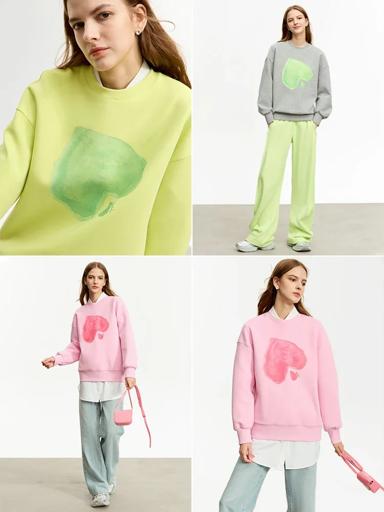 AMII بلوزات الحد الأدنى للمرأة 2025 شتاء جديد س الرقبة طباعة عادية فضفاض البلوز كم طويل عادية محبوك 12344134