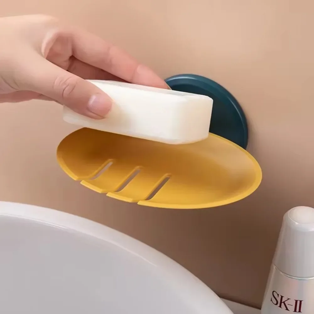 Soap Dishes Wall Mounted No Drilling Soap Rack Self Adhesive Soap Box Plastic Soap Holder Organizer Kitchen Bathroom Accessories