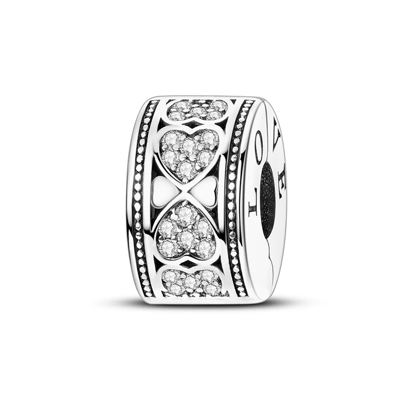 Clip-Charms, neuer 925er-Sterlingsilber-Anhänger mit Verschluss, Silikon-Abstandsperle, passend für Original-Armbänder, Halsketten, DIY-Charm, Schmuck, Frauen, Geschenk