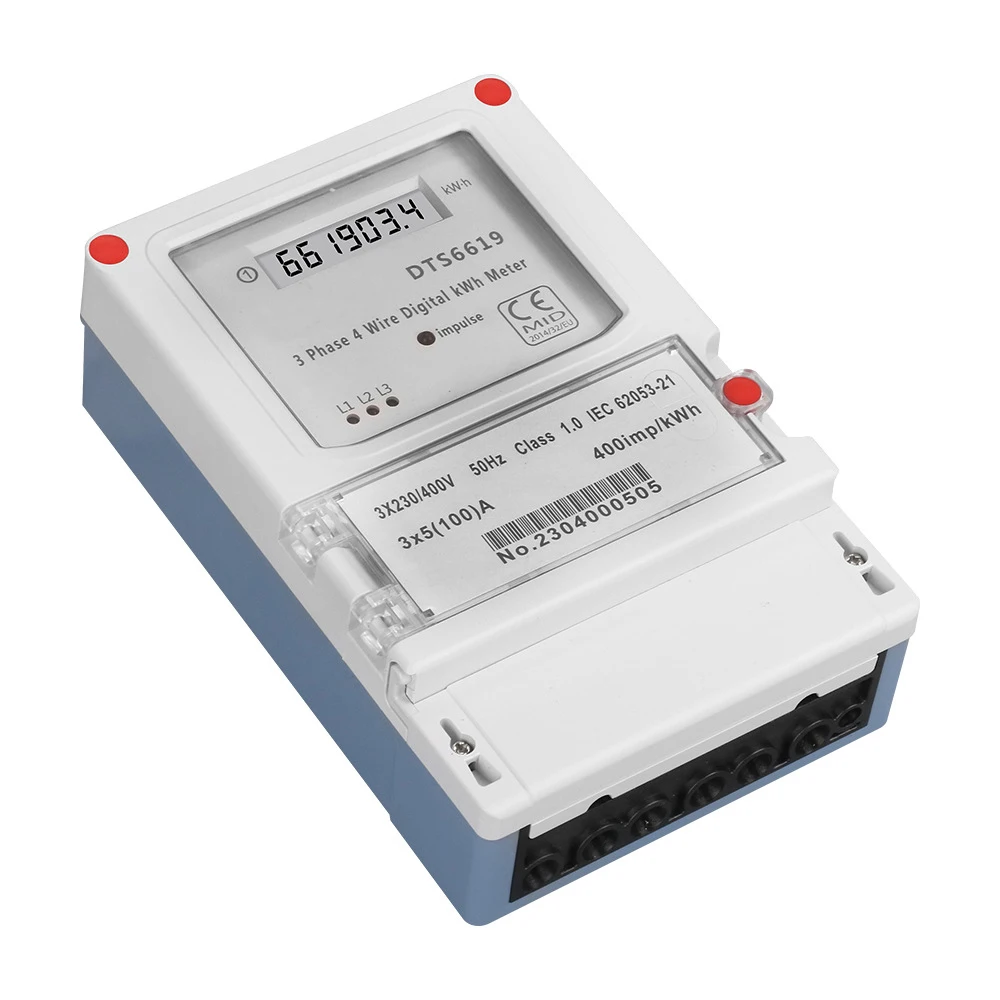 LCD Digital Energy Meter AC 400V 5-100A 50Hz 3 Phase 4 Wires kWh Power Consumption Electricity Measurement Wall-mounted
