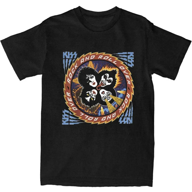 KISS T Shirt Men Rock and Roll Over 40 Y2K Basic Cotton T Shirts Beach O Neck Hippie Tees Pattern Oversize Clothing