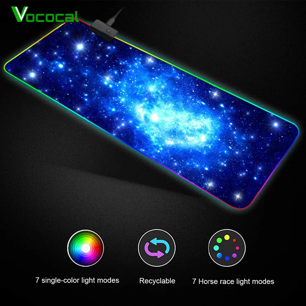 Vococal 90x40CM Große RGB Maus Pad USB Verdrahtete LED Gaming Mauspad Mäuse Matte für Laptop Computer Overwatch pubg Dota 2 Borderlands