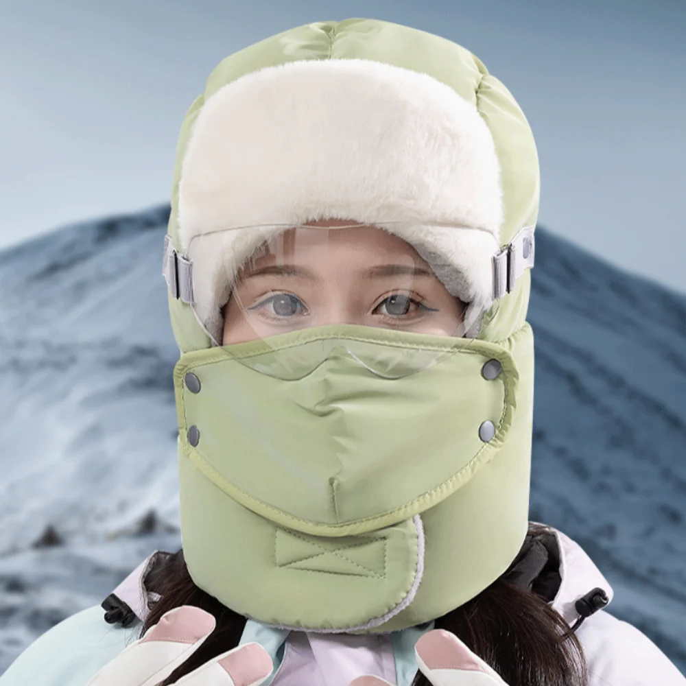 

Русская ушанка, зимние шапки-ушанки, шапка с капюшоном и очками, велосипедная ветрозащитная шапка, зимние шапки, утепленные зимние теплые ушанки унисекс