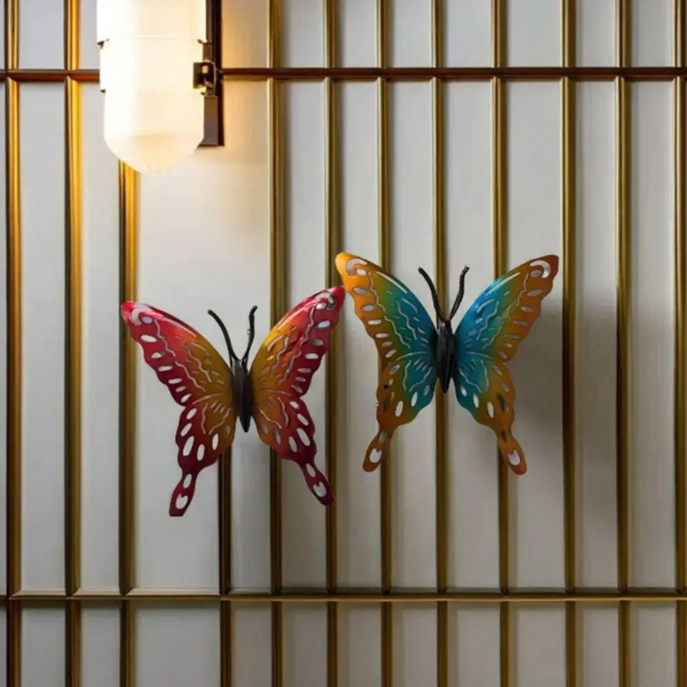 4 個鉄蝶壁アートぶら下げかわいい絶妙な蝶彫刻装飾品クリエイティブ防水動物彫像寝室
