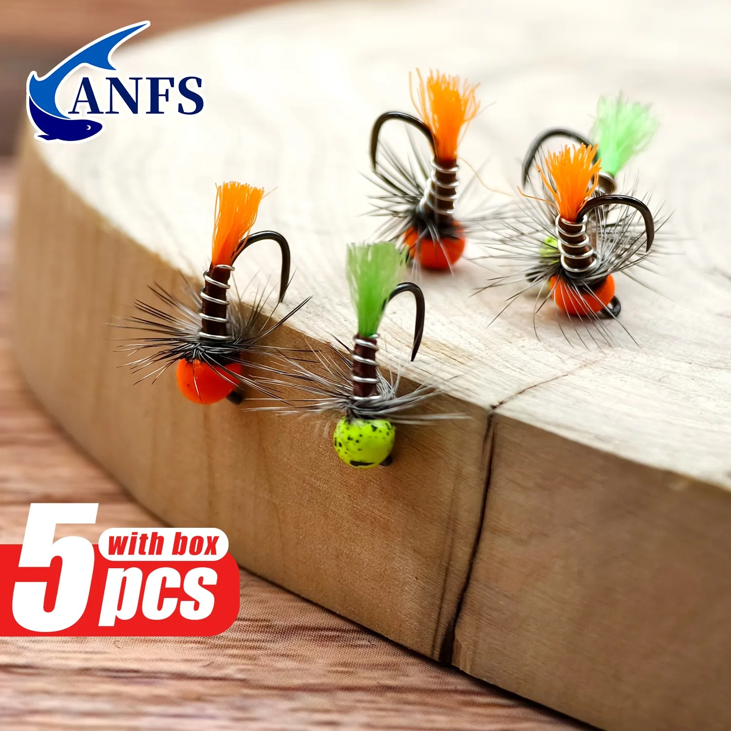 

ANFS 5 шт. влажные файлы нимфа с УФ-офрамной бусиной - искусственная наживка для насекомых идеально подходит для форели, окуня и винограждения