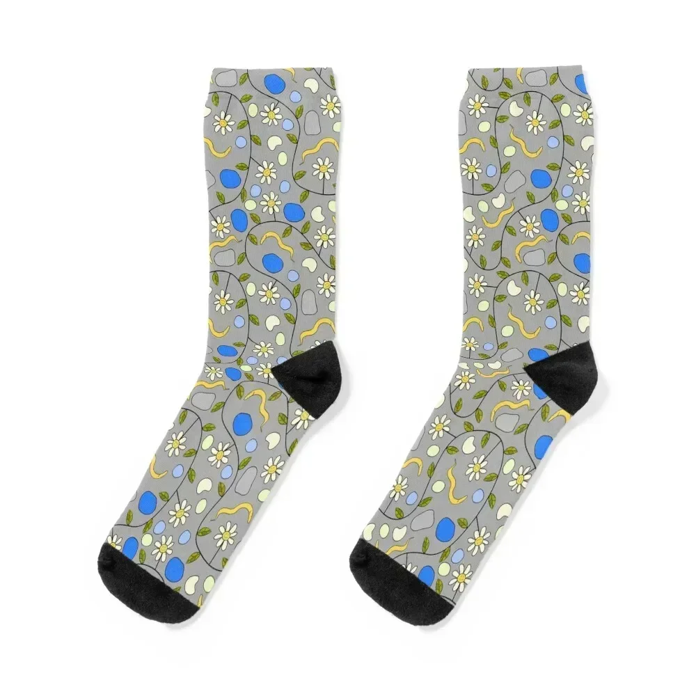 

C. elegans Worms and Grumpy Flowers on Grey Socks tennis Toe sports cool Men's Socks Women's