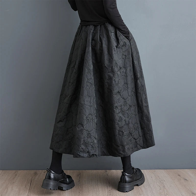 plus Size Women's Loose Patchwork Fi Sc Design High Waist A-Line Skirt Korean Sle Spring Autumn Seasonal Full-Length D...