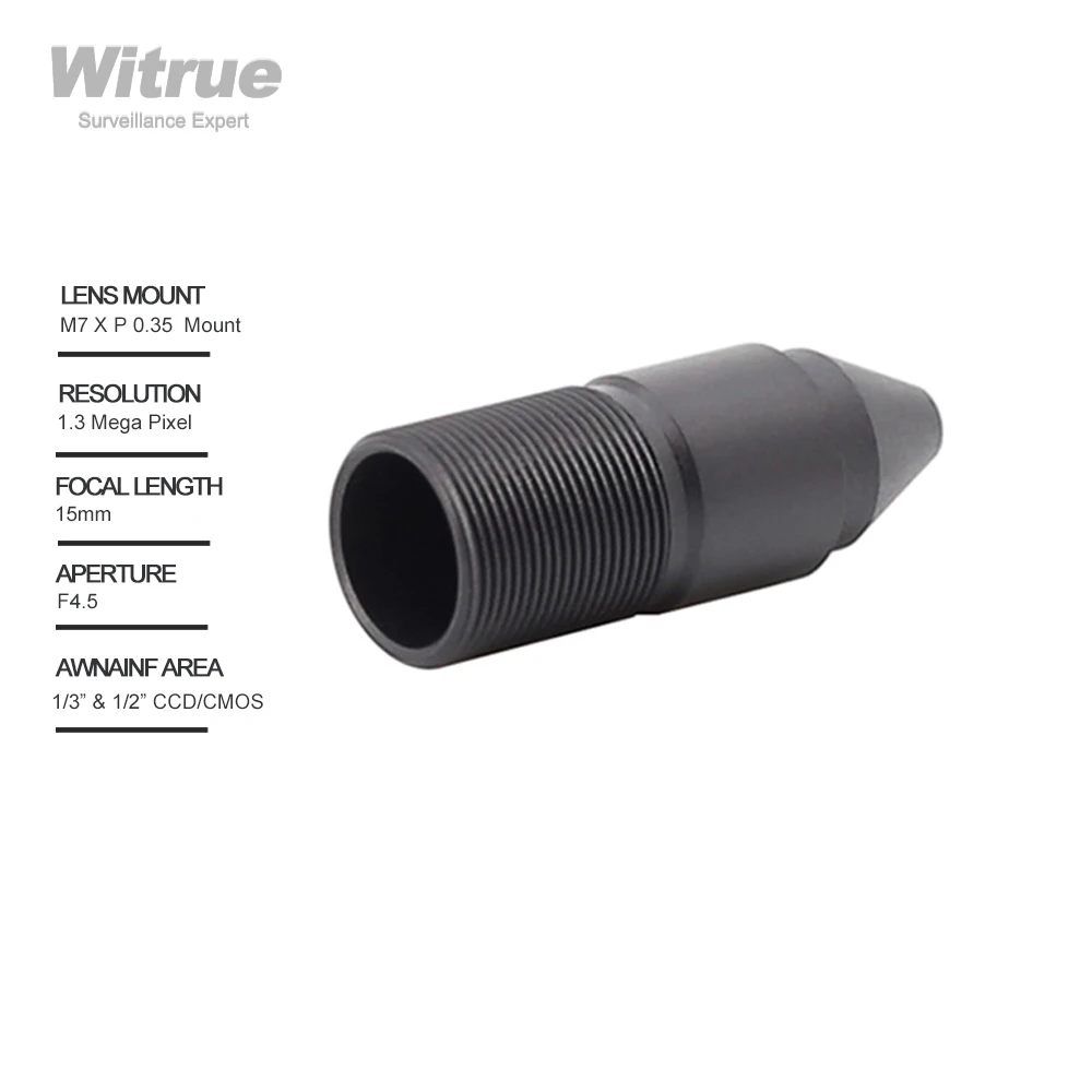 Witrue-lente para cámara de seguridad CCTV, lente para cámara de 15mm, M7 X P0.35, montura de 1,3 megapíxeles, 1/3 pulgadas, F4.5, con filtro IR de 650nm