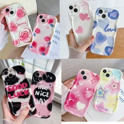 Cute Curly Wave Heart Phone Case for Samsung Galaxy S20 FE S21 S22 Plus S23 Ultra A71 A72 A73 J7 J2 Prime Flower Soft TPU Cover