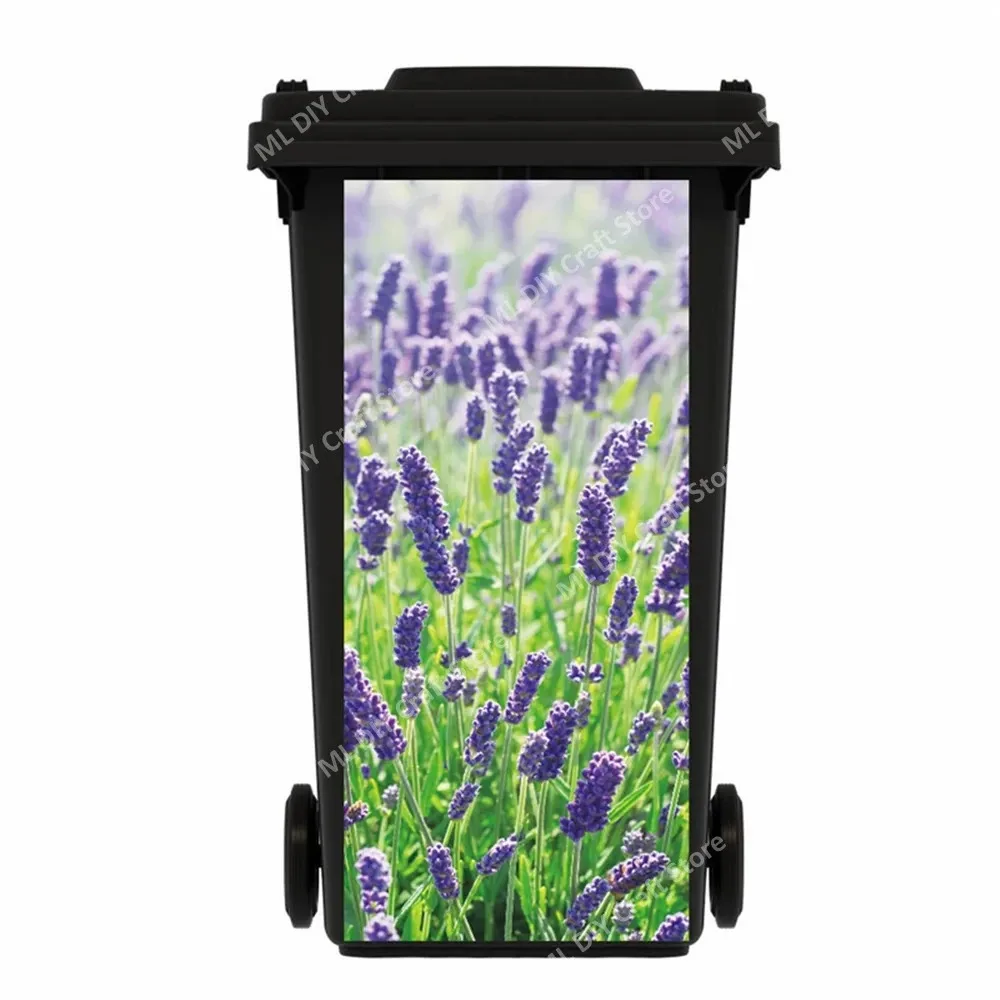 Elegant Red Rose Wheelie Bin Stickers Self Adhesive Waterproof Anti Scratch Trash Can Decals for Outdoor Kitchen Decor