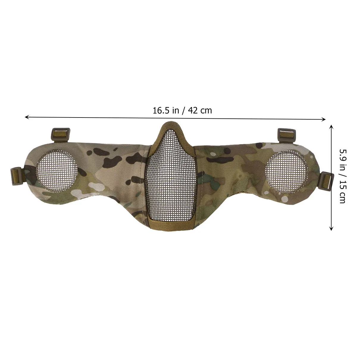 Black Foldable Half Face Mask Low Carbon Steel Mesh Adjustable Elastic Strap Protective Mask for Outdoor Leisure