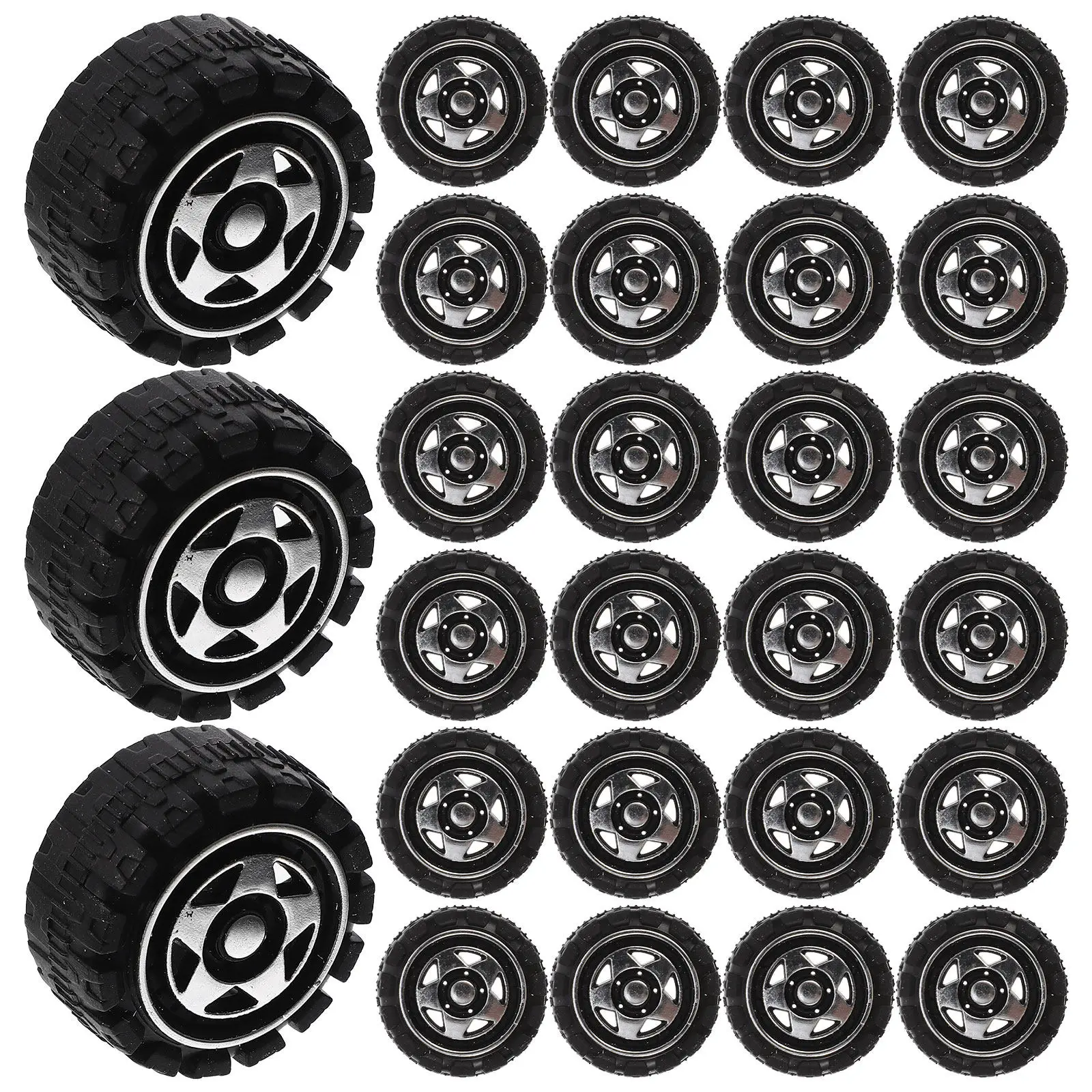 

50Pcs Safe Plastic Wheels for Kids Car Assembly Creative Craft Projects Motor Skill Development Replacement Parts