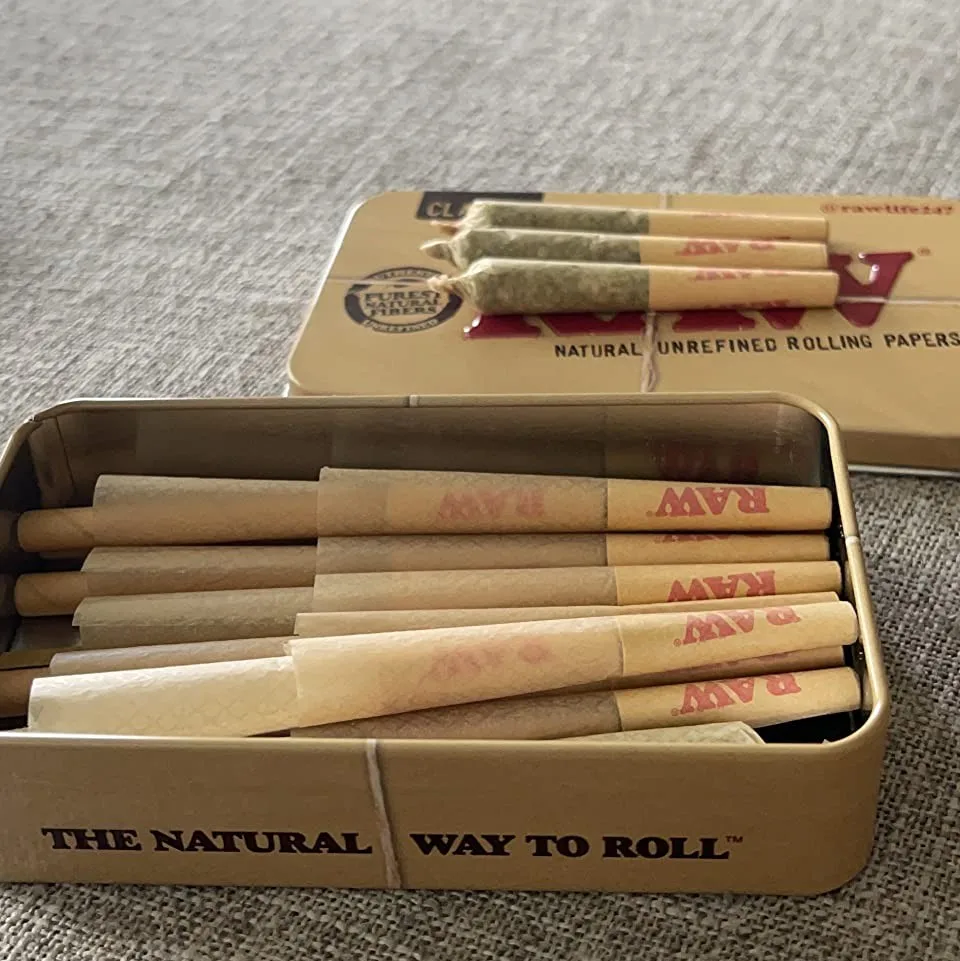 Pre Rolled Tips Metal Tobacco Tin Natural & Unrefined Filter Tips for RollingPaper 7mm