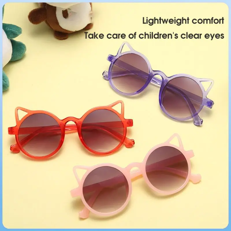 Cartoon Sunglasses Colorful Summer Outdoor Glasses Cat Eye Eyewear Children Girls Round Frame Beach Plastic Очки Солнечные