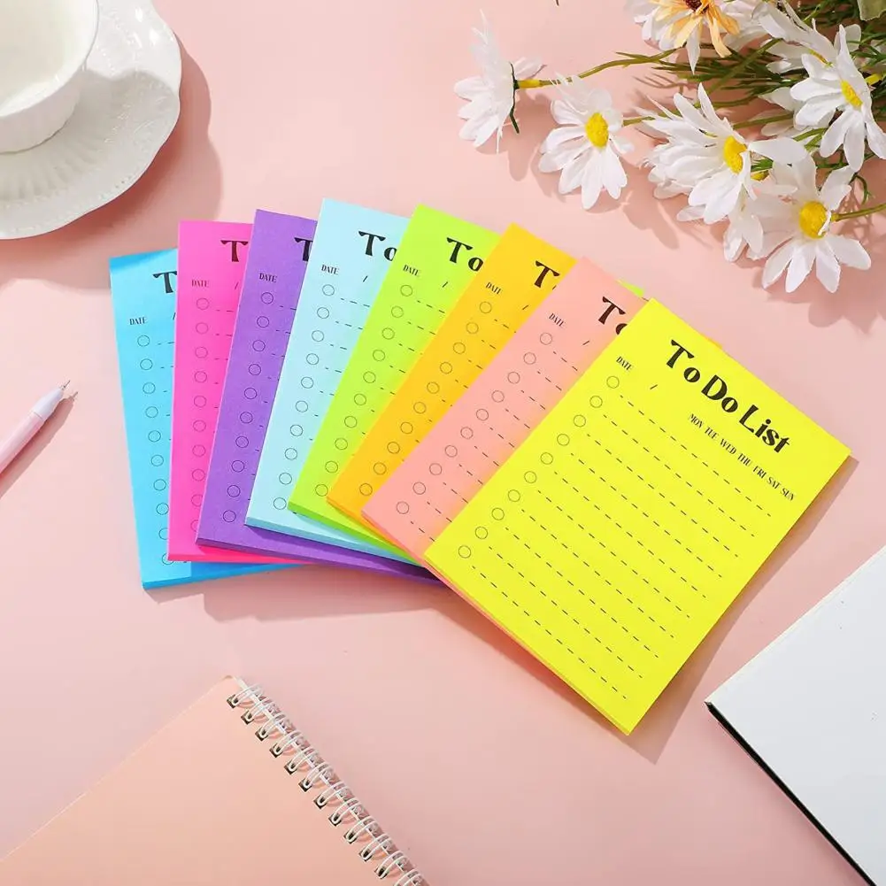 Classroom Organization Tools To-do Notepad Bright Colors Sticky Notepad Set 8pcs Fridge Time Schedule To-do List Shopping