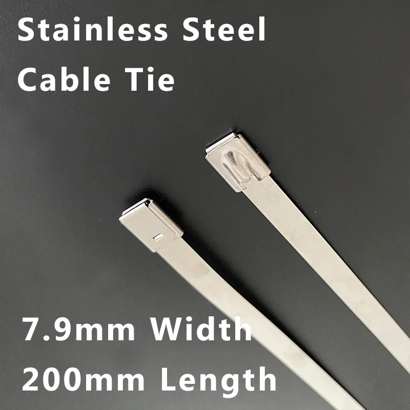 

100pcs DIY Wire Tool 7.9*200mm Self Locking 304# Stainless Steel Cable Tie Sort Out Fixed Bridge Clamp Marine Anti-theft