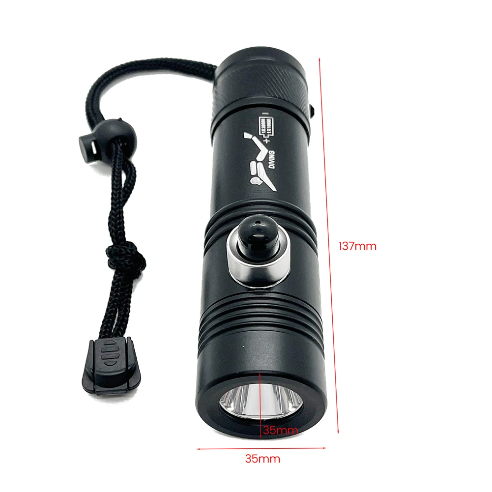 Torcia subacquea, Torcia subacquea da 1800 lumen, Torcia ricaricabile IPX8 a 3 modalità, Torcia subacquea impermeabile da 80 M,