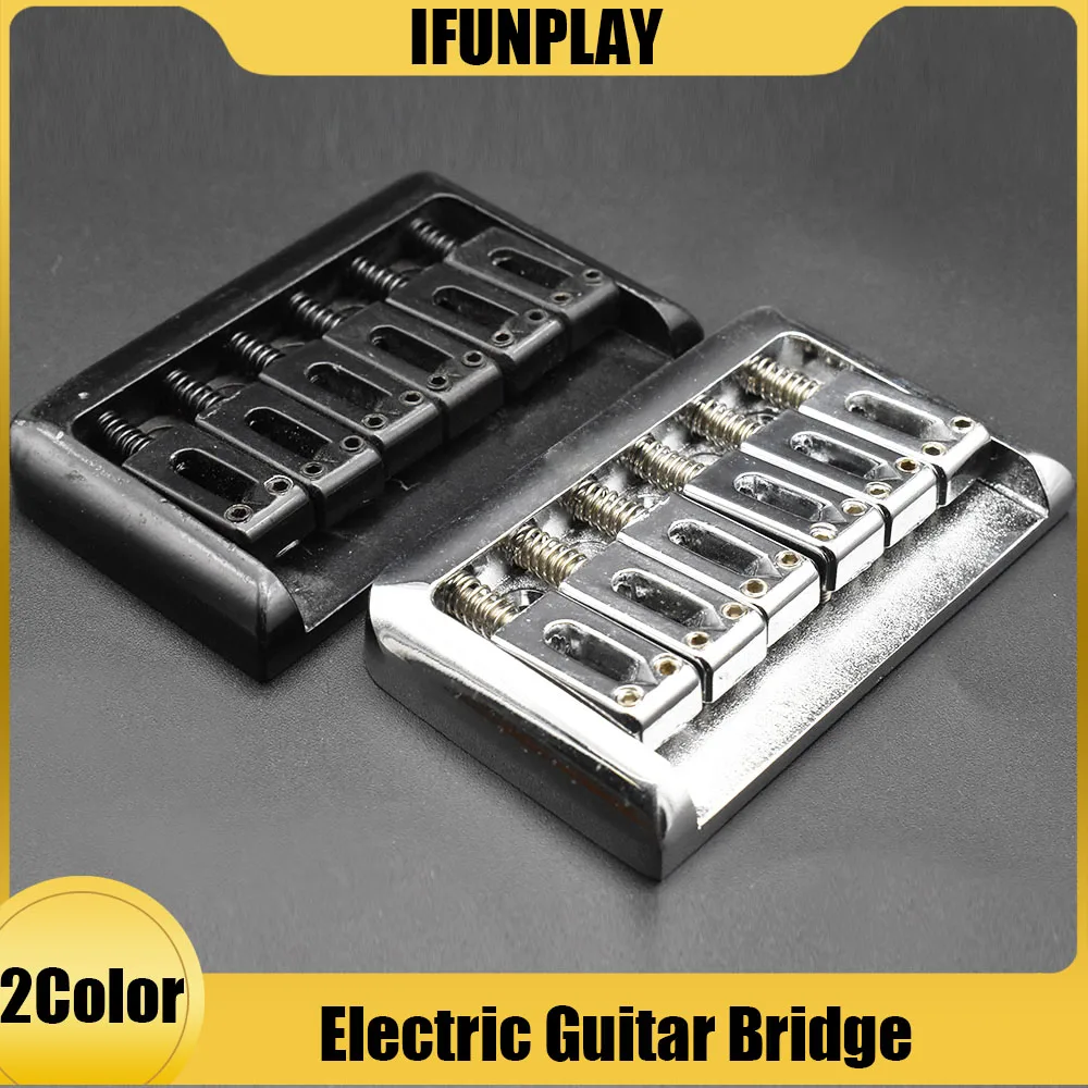 6 String Electric Guitar Hardtail Top Load Bridge 6 String Fixed Hard Tail Parts Black/Chrome