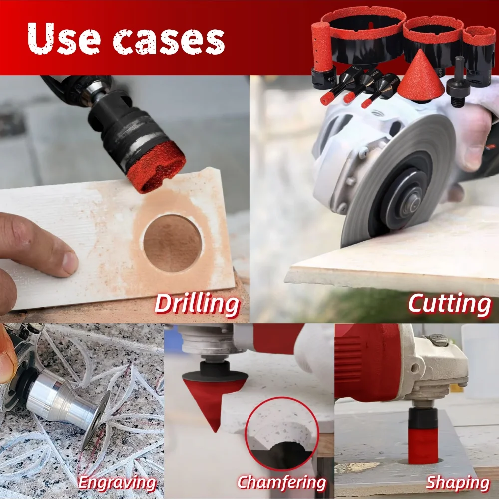 9/10/12Pcs Diamond Drill Bit Milling Bit Adapter For Tile Granite Marble Stone M14 Thread Chamfer Bit Saw Blade Cutting Tools - view 5