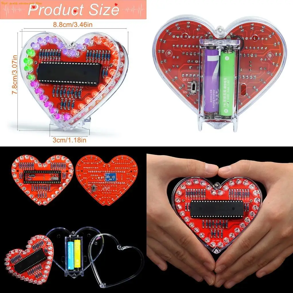 

203F Educational DIY Heart LED Light Soldering With Rainbow Effects for Students