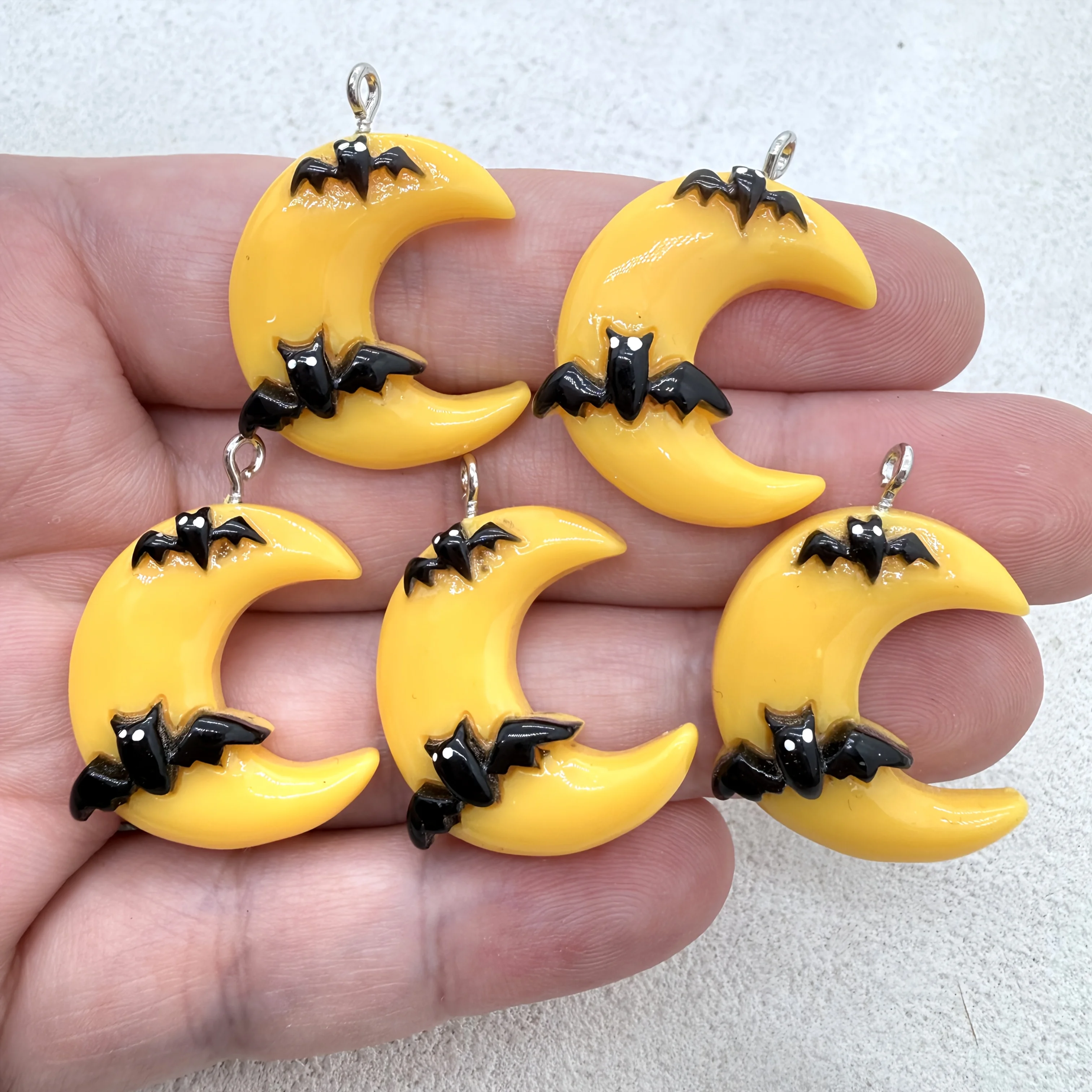 5 piezas de dijes de resina con alas de murciélago de terror, accesorios para hacer joyas DIY, para pendientes, decoración de fiestas, adornos para bolsos, manualidades