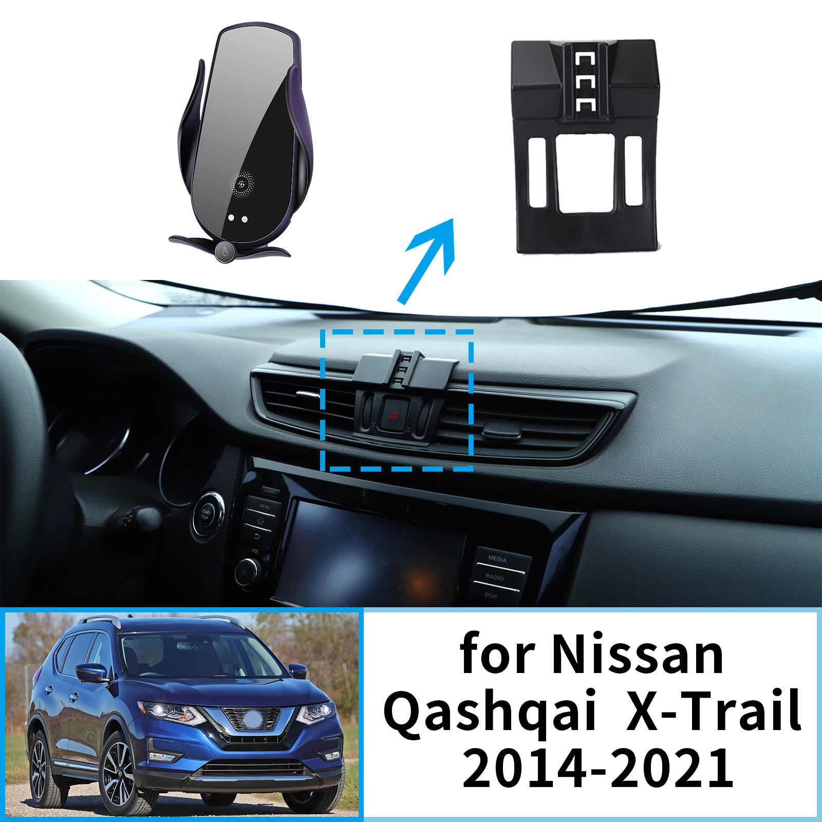 

GPS Bracket Navigation for Nissan Qashqai J11 X-Trail Rogue T32 T33 2014-2016 2017 2018-2021 Car Mobile Phone Holder Stand Auto