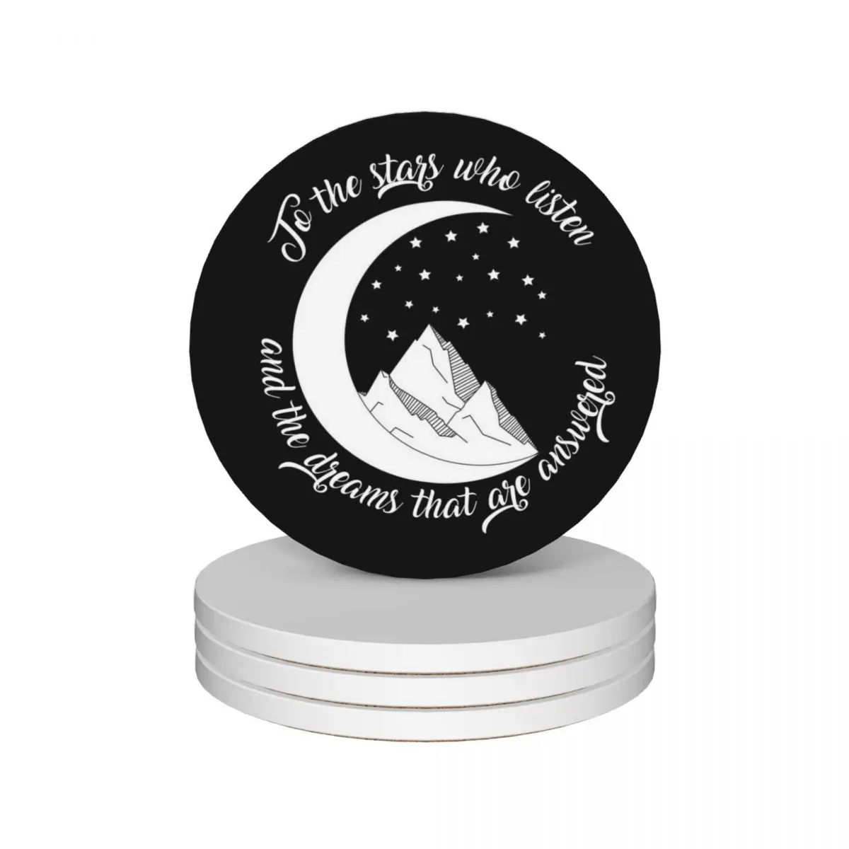 

ACOMAF - To the stars who listen and the dreams that are answered Ceramic Coasters (Set of 4) original white mug set Coasters