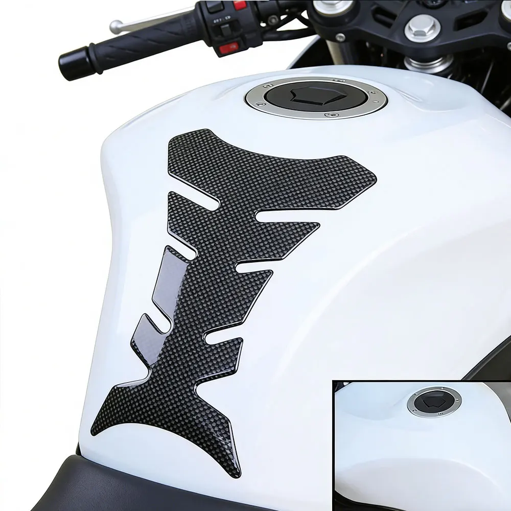 3D Motorcycle Carbon Fiber Tank Pad Sticker Motorbike Tank Cap Protector Racing Decal Universal for HONDA SUZUKI YAMAHA Kawasaki