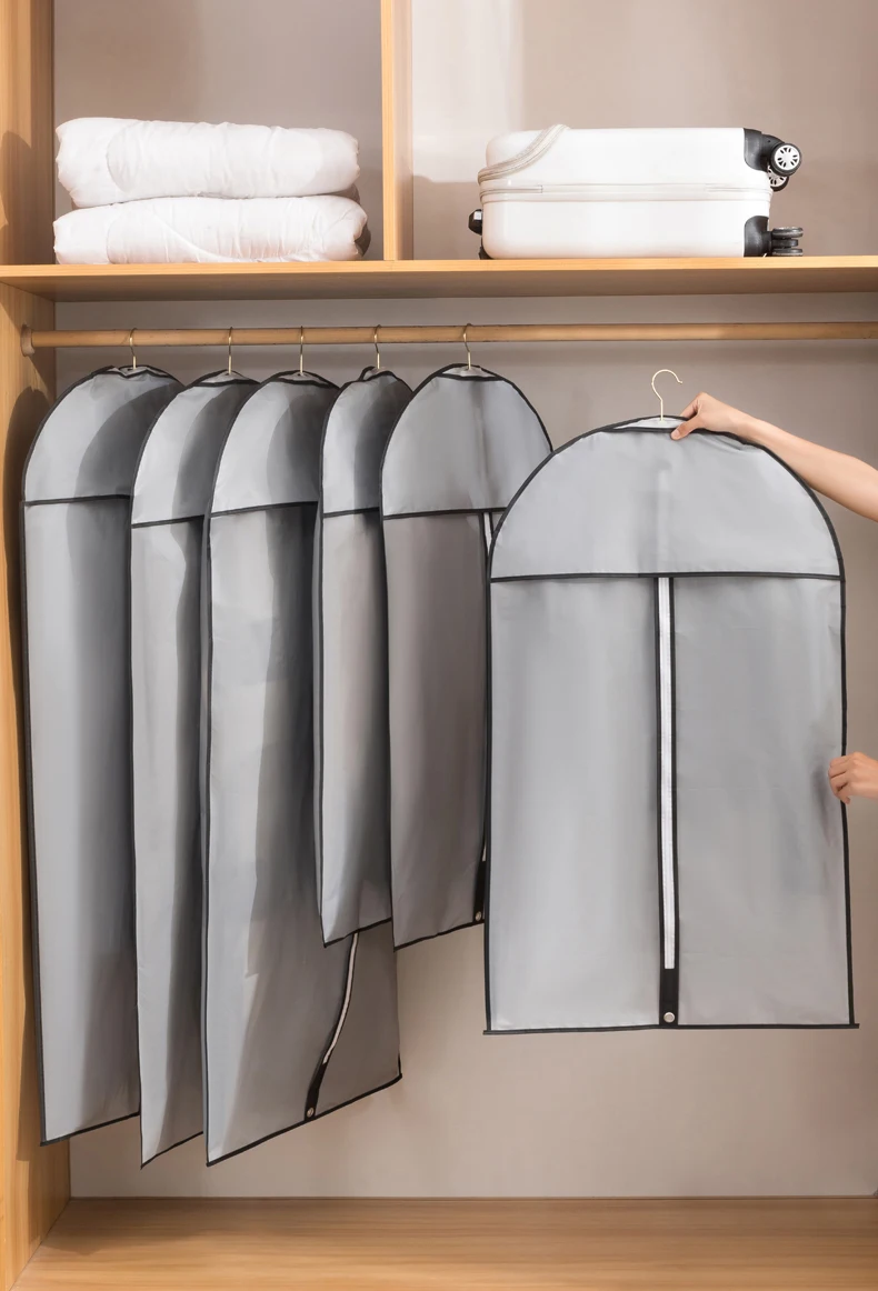 

Silver Gray Hanging Garment Bags Piece Set - Dustproof Suit Cover Bags for Closet Storage，Clothes Protectors Bag with zipper